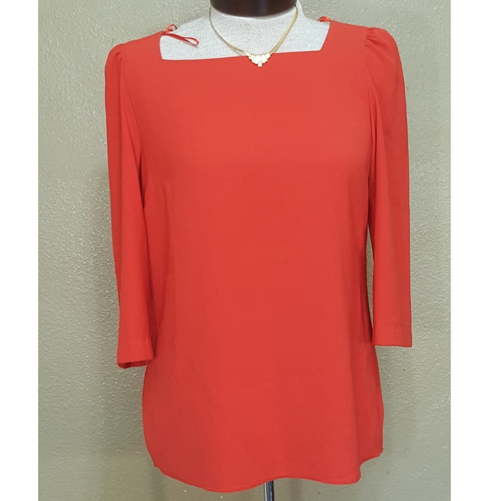 ZARA orange blouse 3/4 sleeves Sz S